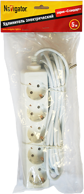 Удлинитель Navigator 94 187 NPE-S-05-500-E-3x1 с/з 5 гн. 5м