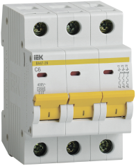 Выключатель автоматический модульный ВА47-29 3Р 6А 4,5кА х-ка С IEK