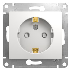Розетка Glossa 1-ная 2К+З 16А 250В~ со шторками, белая (max 3200)